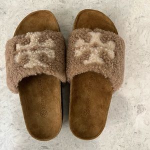 Tory Burch Double T Shearling Flatform